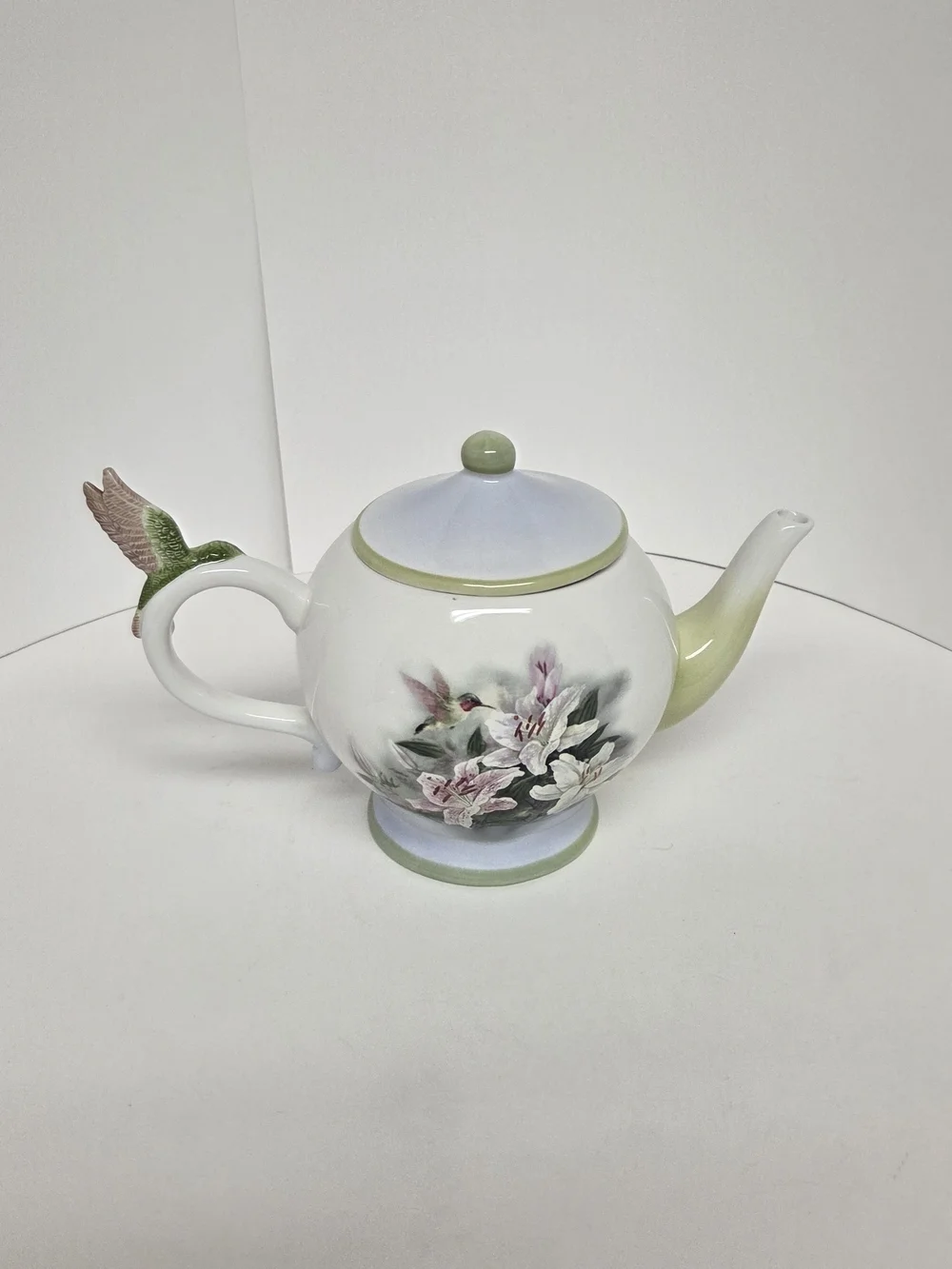 Lena Liu Hummingbird & Lilies Teleflora Ceramic Teapot Floral Bird